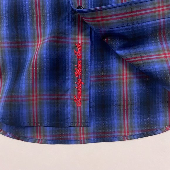 NWT Robert Graham Boomer Shirt Mens XS Classic Fit Blue Red Plaid Check Cotton - Picture 4 of 14